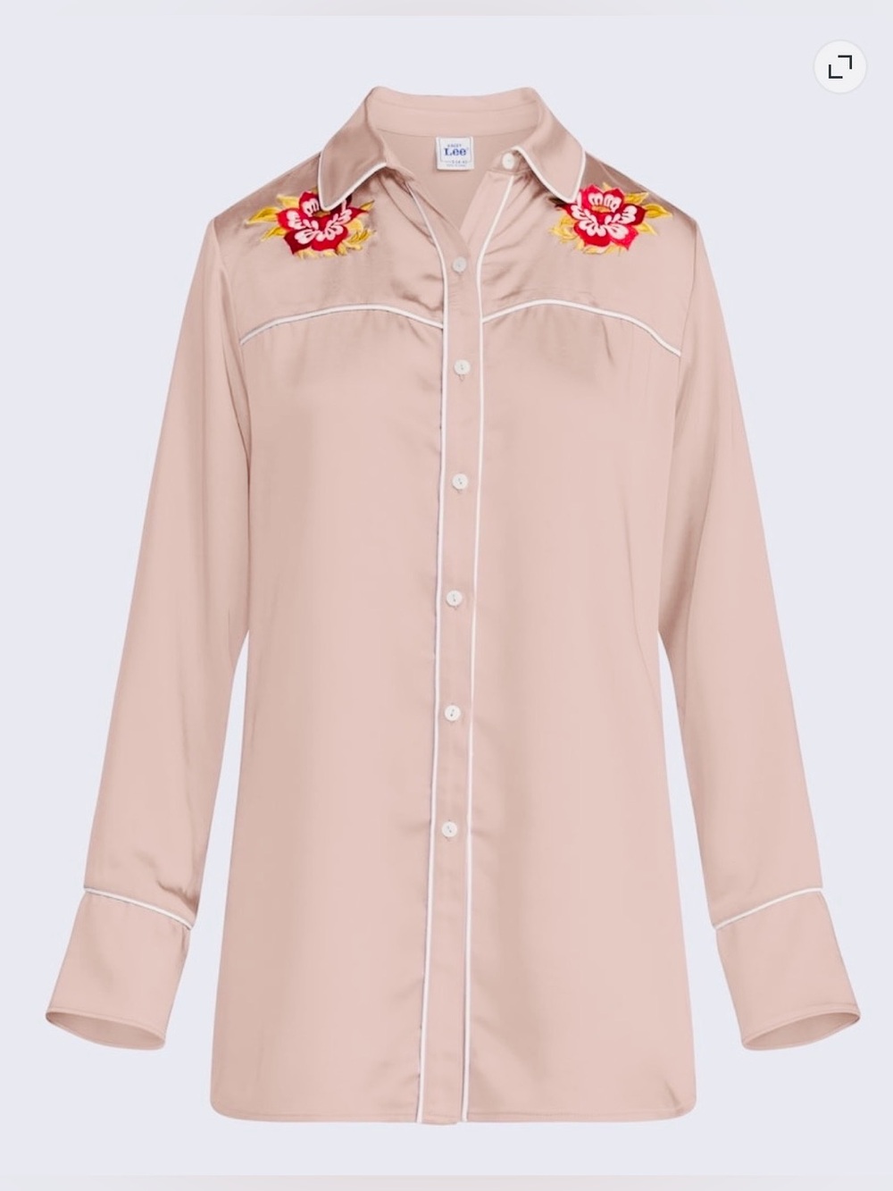 Kacey Lee Women’s Satin Sleep Shirt with Long Sleeves - Picture 3 of 3
